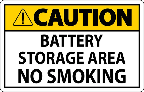 Caution Sign Battery Storage Area Smoking — Stock Vector