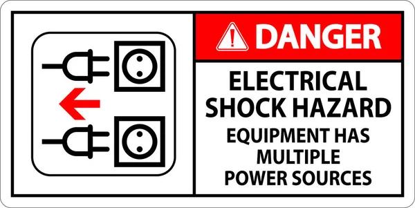 危险信号电休克危险 设备有多种电源 — 图库矢量图片