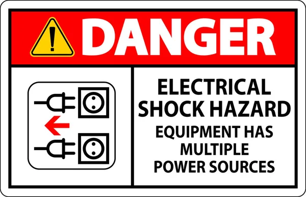 Nebezpečí Nápisu Elektrický Šok Nebezpečí Zařízení Více Zdrojů Energie — Stockový vektor