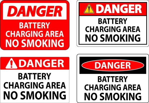 Señal Peligro Área Carga Batería Fumar — Archivo Imágenes Vectoriales