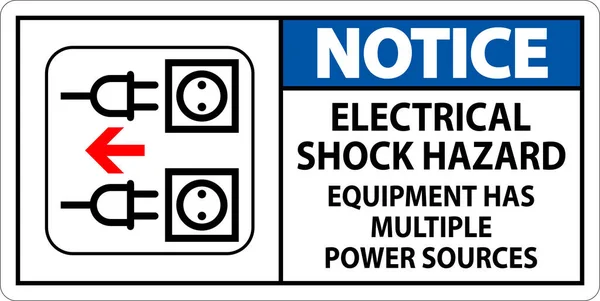 Upozornění Značka Elektrický Šok Nebezpečí Zařízení Více Zdrojů Energie — Stockový vektor