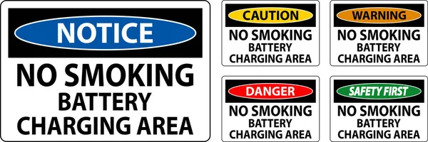 Panneau Danger Zone Stockage Batterie Non Fumeur — Image vectorielle