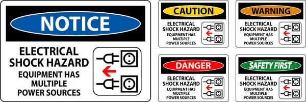Danger Signe Risque Choc Électrique Équipement Plusieurs Sources Énergie — Image vectorielle
