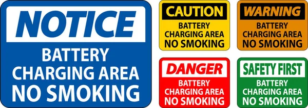 Panneau Danger Zone Recharge Batterie Non Fumeur — Image vectorielle