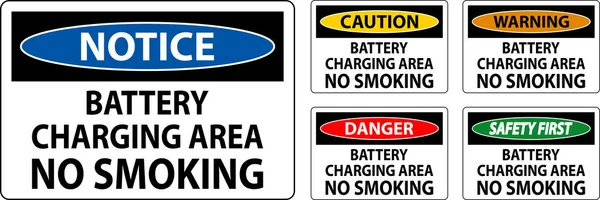 Panneau Danger Zone Recharge Batterie Non Fumeur — Image vectorielle