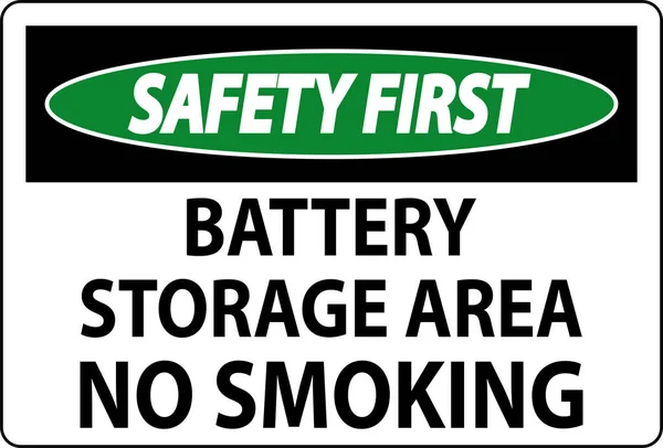 Segurança Primeiro Sinal Bateria Área Armazenamento Proibido Fumar — Vetor de Stock