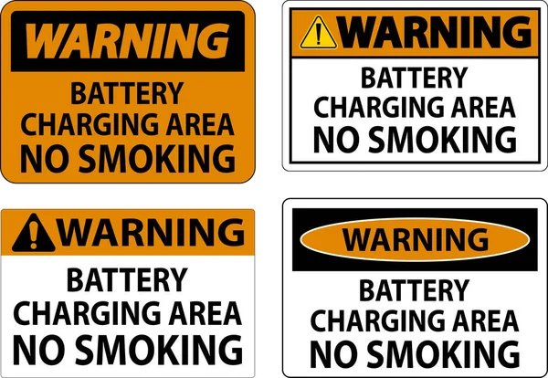 Sinal Aviso Área Carregamento Bateria Proibido Fumar —  Vetores de Stock