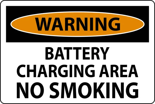 Προειδοποίηση Sign Battery Charging Area Απαγορεύεται Κάπνισμα — Διανυσματικό Αρχείο