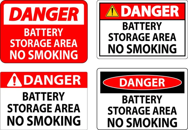 Είσοδος Κινδύνου Χώρος Αποθήκευσης Μπαταριών Απαγορεύεται Κάπνισμα — Διανυσματικό Αρχείο