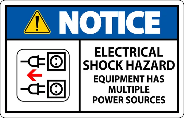 Уведомление Знак Электрического Удара Опасности Оборудование Имеет Несколько Источников Энергии — стоковый вектор
