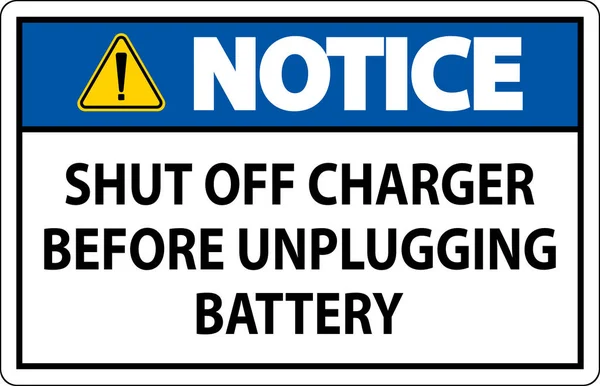 Ειδοποίηση Sign Charger Πριν Από Την Αποσύνδεση Της Μπαταρίας — Διανυσματικό Αρχείο