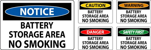 危険標識蓄電池エリア禁煙 — ストックベクタ