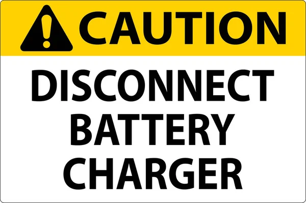 Avertissement Débranchez Chargeur Batterie Sur Fond Blanc — Image vectorielle