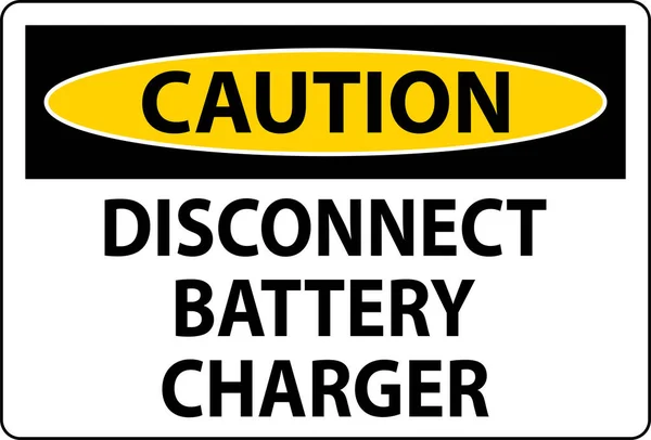 Voorzichtigheidsteken Koppel Batterijlader Los Witte Achtergrond — Stockvector