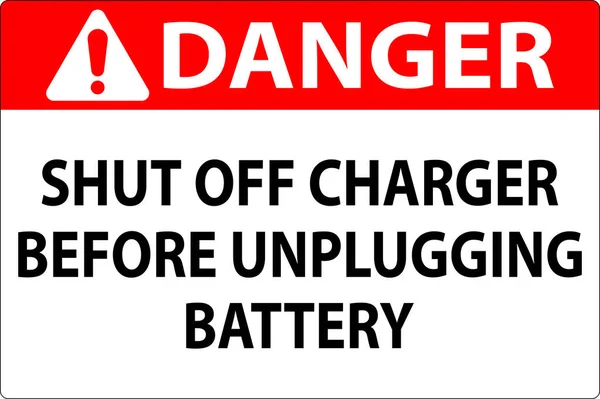 Nebezpečí Odhlásit Vypnutí Nabíječky Před Odpojením Baterie — Stockový vektor