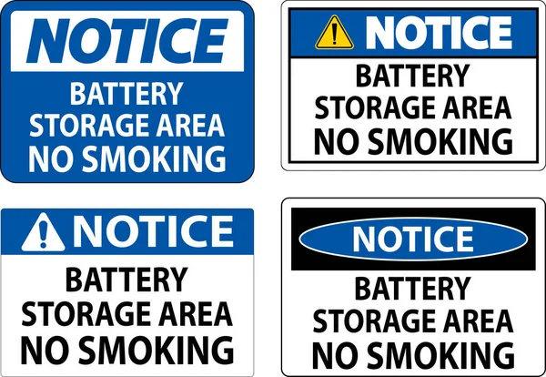 Σημείωση Είσοδος Χώρου Αποθήκευσης Μπαταριών Απαγορεύεται Κάπνισμα — Διανυσματικό Αρχείο