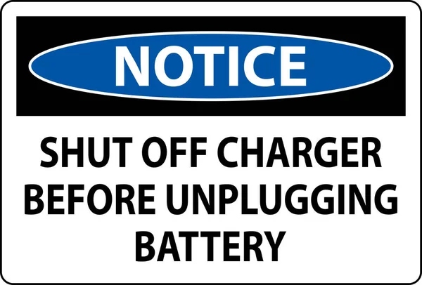 拔出电池前应注意标志关闭充电器 — 图库矢量图片
