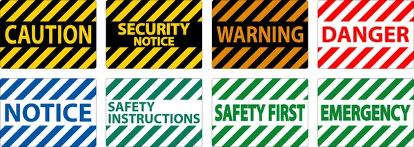 Achtung Hinweis Sicherheitshinweis Notfall Sicherheit Zuerst Sicherheitsanweisungen Gefahr Warnschild — Stockvektor