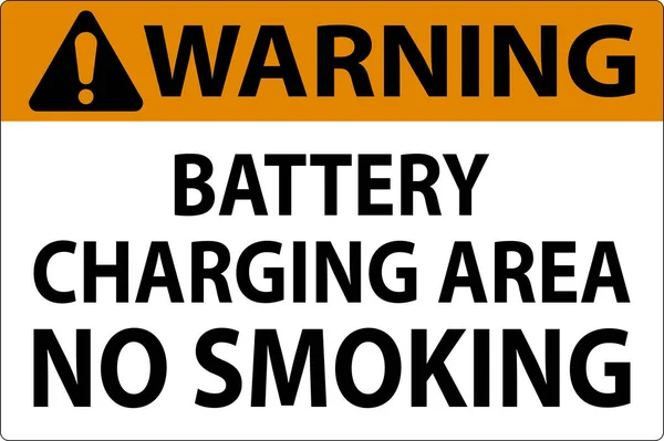 Señal Advertencia Área Carga Batería Fumar — Archivo Imágenes Vectoriales