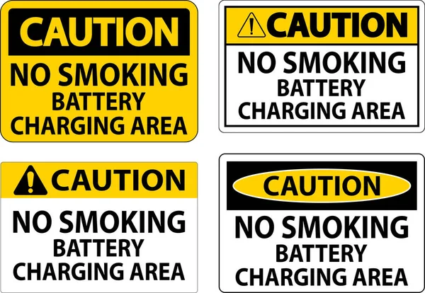 Caution Sign Battery Storage Area Smoking — Stock Vector
