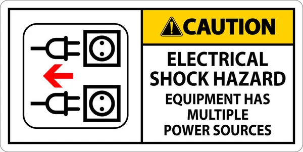 Voorzichtigheid Gebarentaal Elektrische Schokgevaar Apparatuur Heeft Meerdere Energiebronnen — Stockvector