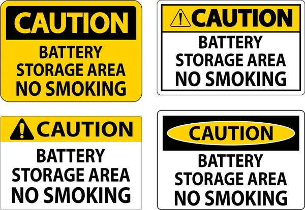 Señal Precaución Área Almacenamiento Batería Fumar — Archivo Imágenes Vectoriales
