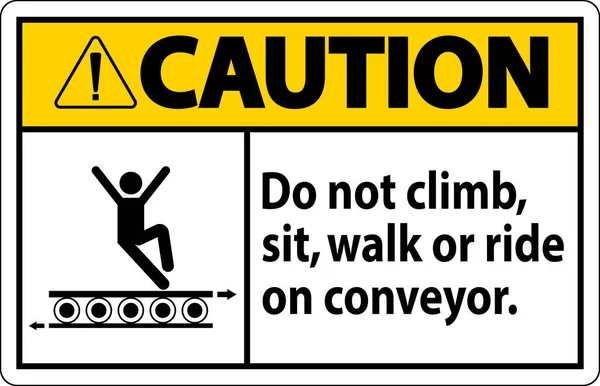 Знак Предосторожности Лезть Сидеть Пешком Ездить Конвейере — стоковый вектор