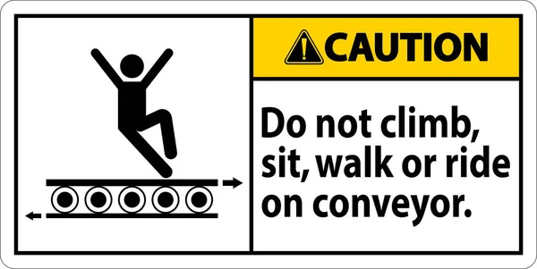 Знак Предосторожности Лезть Сидеть Пешком Ездить Конвейере — стоковый вектор