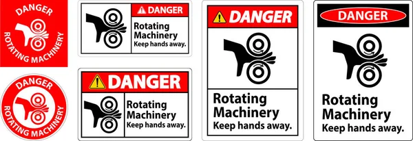 危险标志旋转机械保持双手远离 — 图库矢量图片