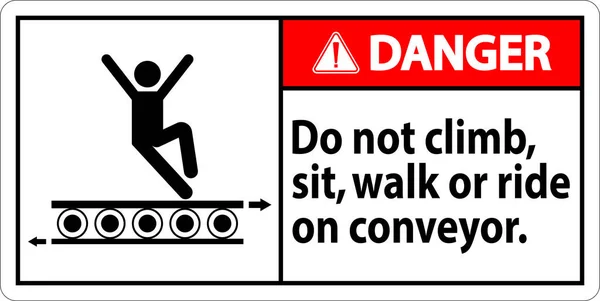 Danger Sign Climb Sit Walk Ride Conveyor — Stock Vector