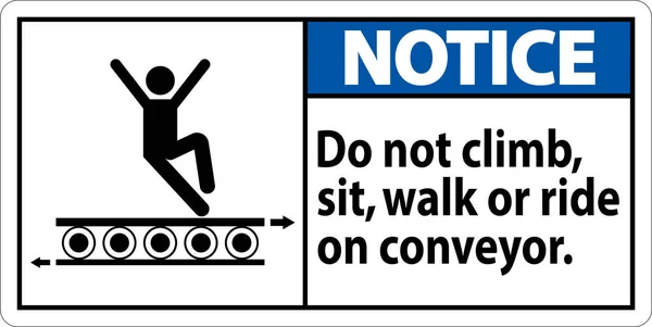 Notice Sign Climb Sit Walk Ride Conveyor — Stock Vector