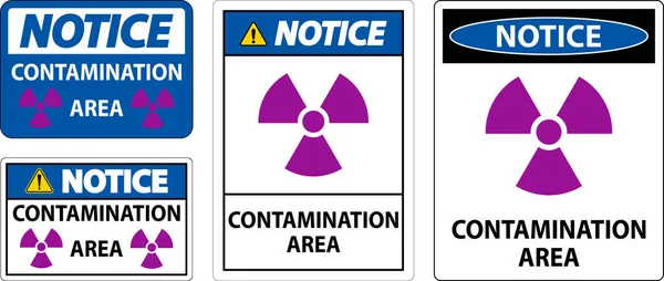 Hinweis Radioaktive Materialien Zeichen Vorsicht Kontaminationsgebiet — Stockvektor