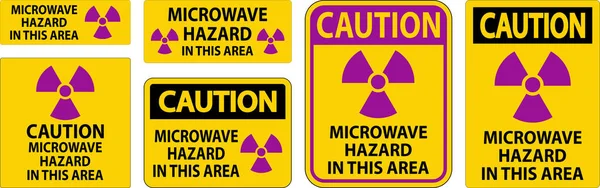 Caution Sign Microwave Hazard Area — Stock Vector
