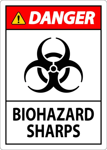 Veszélyes Biológiai Veszélyek Címkéje Biohazard Sharps — Stock Vector