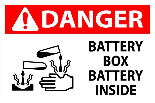 危险电池盒内标有符号的电池 — 图库矢量图片