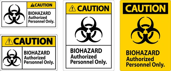 Uyarı Etiketi Biyolojik Tehlike Sadece Yetkili Personel — Stok Vektör