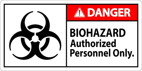 Nebezpečný Štítek Biohazard Pouze Oprávnění Pracovníci — Stockový vektor