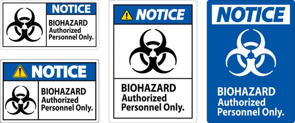 Upozornění Štítek Biohazard Pouze Oprávnění Pracovníci — Stockový vektor