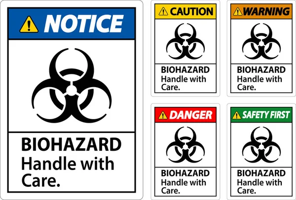 Biohazard Varovný Štítek Biohazard Zacházejte Ním Opatrně — Stockový vektor