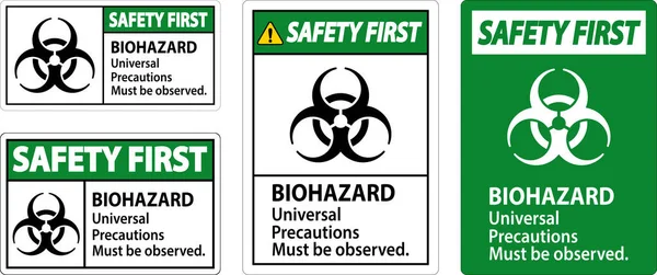 Biohazard Safety First Label Biohazard Universal Preventions Must Observed — Stockový vektor