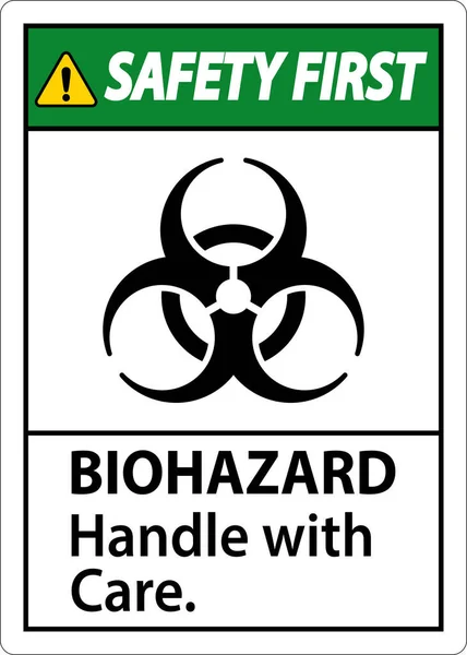 Biológiai Veszélyesség Első Címke Biohazard Handle Care — Stock Vector