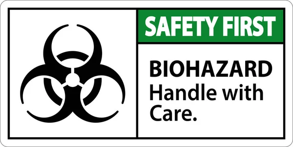 Biológiai Veszélyesség Első Címke Biohazard Handle Care — Stock Vector