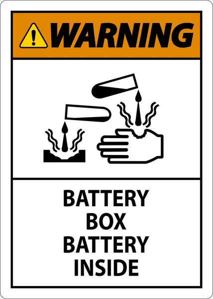 带有符号的警告电池盒电池内部标志 — 图库矢量图片