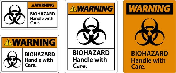 Biyolojik Tehlike Uyarı Etiketi Biyolojik Tehlike Dikkatli Kullan — Stok Vektör