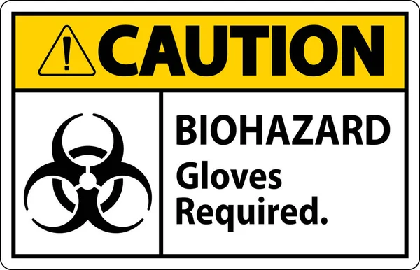 Biohazard Caution Label Biohazard Gloves Required — Stockový vektor