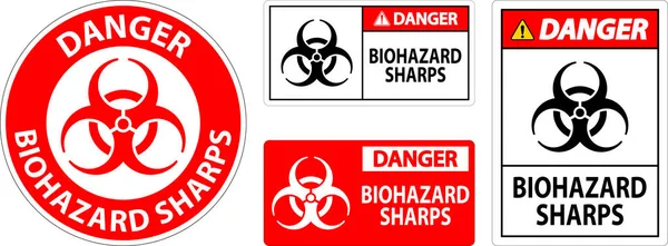 Nebezpečí Biohazard Label Biohazard Sharps — Stockový vektor