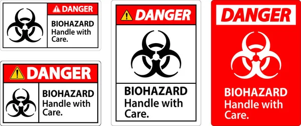 Biyolojik Tehlike Etiketi Biyolojik Tehlike Dikkatli — Stok Vektör