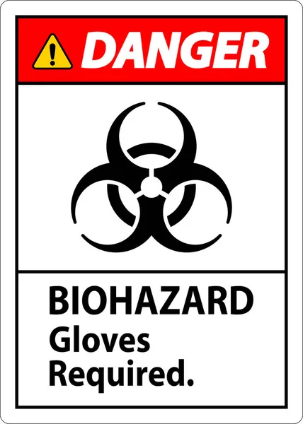 Biológiai Veszélyt Jelző Címke Biohazard Kesztyű Használata Kötelező — Stock Vector