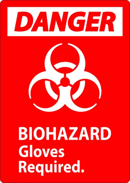 Biológiai Veszélyt Jelző Címke Biohazard Kesztyű Használata Kötelező — Stock Vector