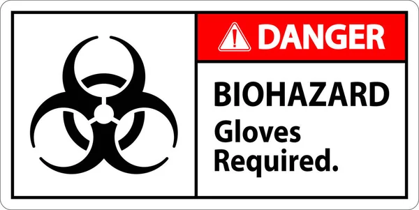 Biohazard Danger Label Biohazard Gloves Required — Stock Vector
